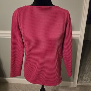 Talbots Sp small petite ribbed pink zipper back pullover top